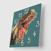 Carrée Dinosaur T-Rex Chambre Salle De Jeu Mur Horloge (Angle)