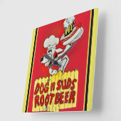 Carrée Dog N Suds Root Beer Horloge (Angle)