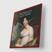 Carrée Dolly Madison & Fameux Demain Citation Horloge mur (Angle)