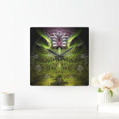 Carrée Dragonfly Magic Fractal Art Wall Horloge (Maison)