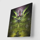 Carrée Dragonfly Magic Fractal Art Wall Horloge (Angle)