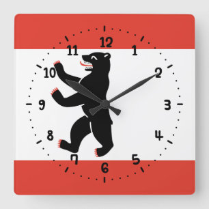 Carrée Drapeau de Berlin Carré Mur Horloge