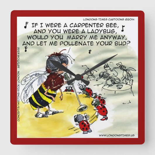 Carrée Drôle Insect boîte de nuit Singer Mur Horloge (Recto)