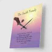 Carrée Eagle Pastel Sky Bright Sun Bible Verse Horloge (Angle)