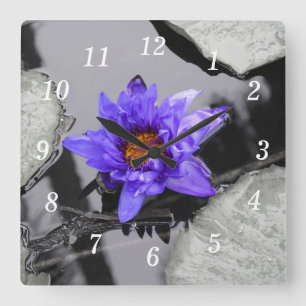 Carrée Eau Lily Mur Horloge