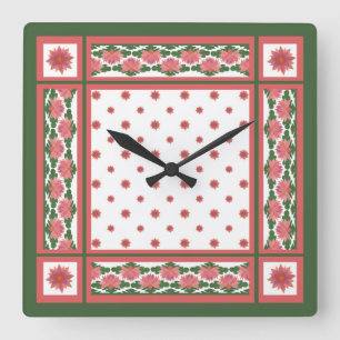 Carrée Eau rose sur le mur blanc Carré Horloge
