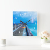Carrée Éclair À Navarre Beach Pier Horloge Mur (Maison)