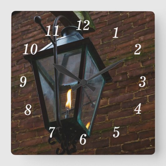 Carrée Éclairer Le Chemin Horloge Mur (Recto)