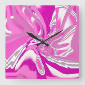 Carrée Élégant Chic Fuchsia Mur Rose Horloge (Recto)
