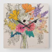 Carrée Elégant design floral horloge pour le charme (Recto)