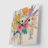 Carrée Elégant design floral horloge pour le charme (Angle)