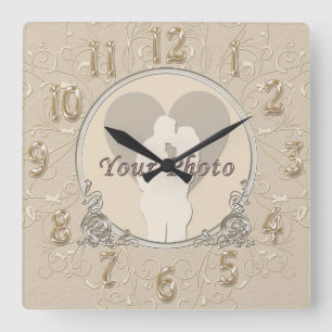Carrée Élégante horloge PHOTO Mariage et cadeaux d'annive