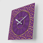 Carrée Élégante horloge violette et Mur or (Angle)