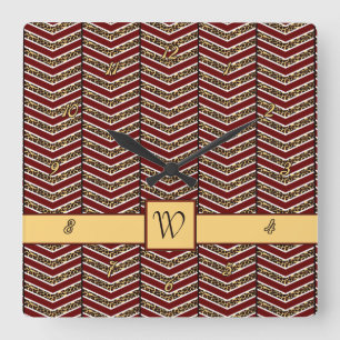 Carrée Empreinte de léopard Chevron Horloge