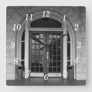 Carrée Entrez Si Vous Osez En Niveaux De Gris Horloge Mur