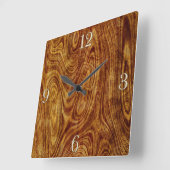 Carrée Érable Burlwood Nature Arbre Bois Effet Horloge (Angle)