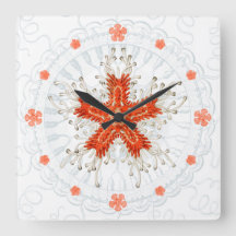 Estarfish rouge sur texture marine vintage Horloge
