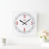 Carrée Euro Moderne 1 horloge rouge (Maison)