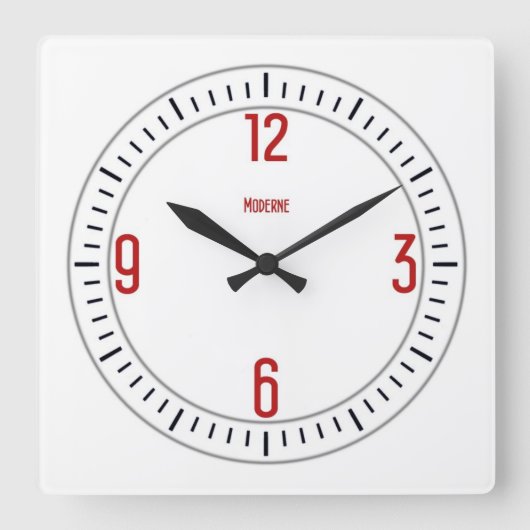 Carrée Euro Moderne 1 horloge rouge (Recto)