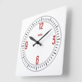 Carrée Euro Moderne 1 horloge rouge (Angle)