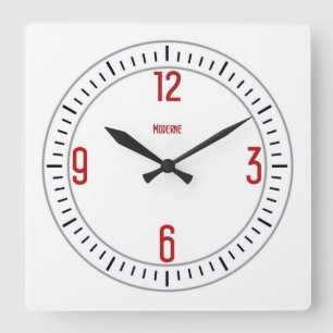 Carrée Euro Moderne 1 horloge rouge