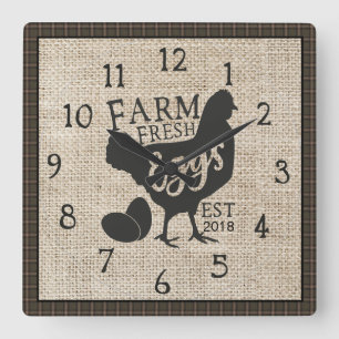 Carrée Ferme Fraîche Farmhouse Style Horloge rustique ave