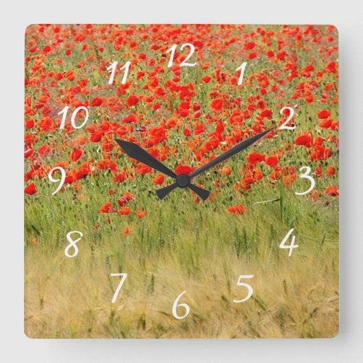 Carrée fleur rouge d'été horloge (Recto)
