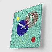 Carrée Fonds mural Horloge turquoise (Angle)