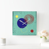 Carrée Fonds mural Horloge turquoise (Maison)