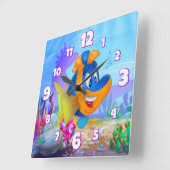 Carrée FriendFish mural horloge (Angle)