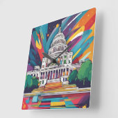 Carrée Fun Vibrant Funky Washington DC Horloge murale! (Angle)