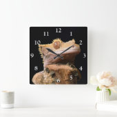 Carrée Gecko en crête sur Black Large Horloge (Maison)