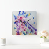 Carrée Girafe aquarelle animal horloge de la chambre d'en (Maison)