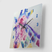 Carrée Girafe aquarelle animal horloge de la chambre d'en (Angle)