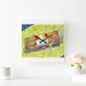 Carrée Grande bouteille de pilule aquarelle horloge mural (Maison)