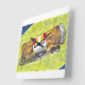 Carrée Grande bouteille de pilule aquarelle horloge mural (Angle)