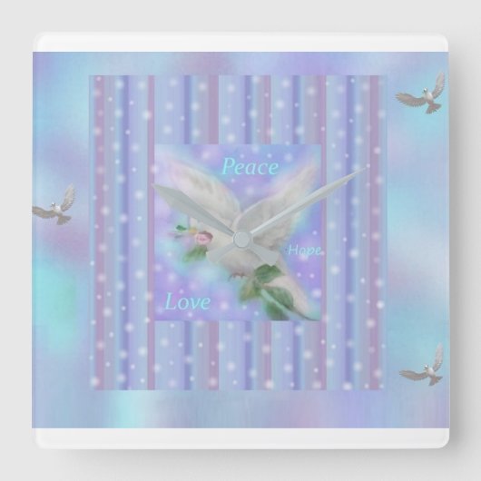 Carrée Grande horloge "Peace Hope Love" (Recto)