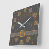 Carrée Gris avec horloge à rayures orange (Angle)