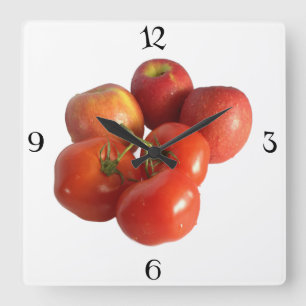 Carrée Gros Horloge mural pommes et tomates