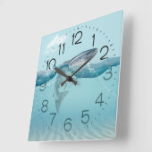 Carrée Gros Poisson Dans L'Eau Carré Horloge Mur (Angle)