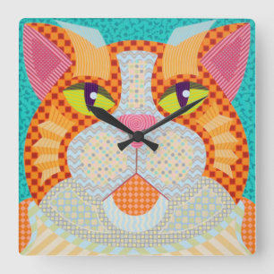 Carrée Grosse horloge de chat