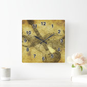 Carrée Grunge Rustic Guitare Horloge (Maison)