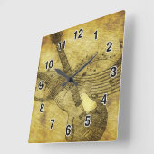 Carrée Grunge Rustic Guitare Horloge (Angle)