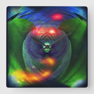 Carrée Guerres spatiales/Oiseau de proie Horloge Abstrait