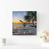 Carrée Gulf Breeze Floride Sunset Wall Horloge (Maison)