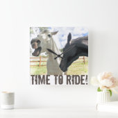 Carrée Heure De Circuler Chevaux Carré Horloge Mur (Maison)