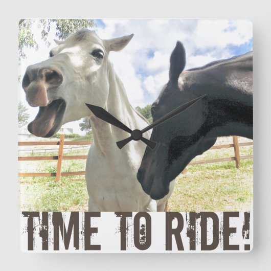 Carrée Heure De Circuler Chevaux Carré Horloge Mur (Recto)