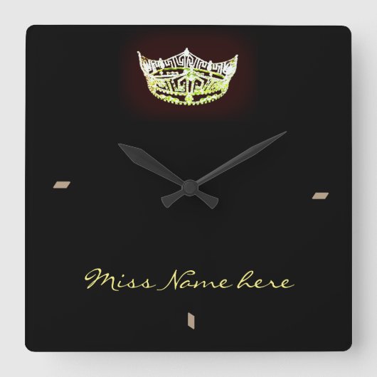 Carrée Horloge à couronne jaune style Miss America (Recto)