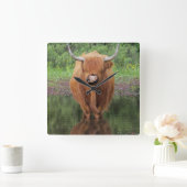 Carrée Horloge à la vache Highland (Maison)