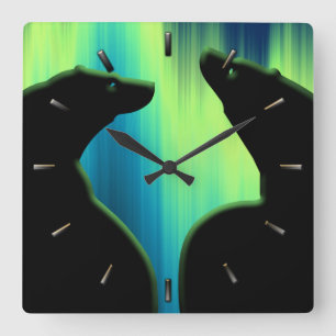 Carrée Horloge à ours polaire Art d'ours indigène Horloge